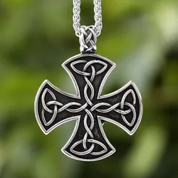 Men's Vintage Celtic Cross Titanium Steel Necklace Pendant (Pendant with B Chain)