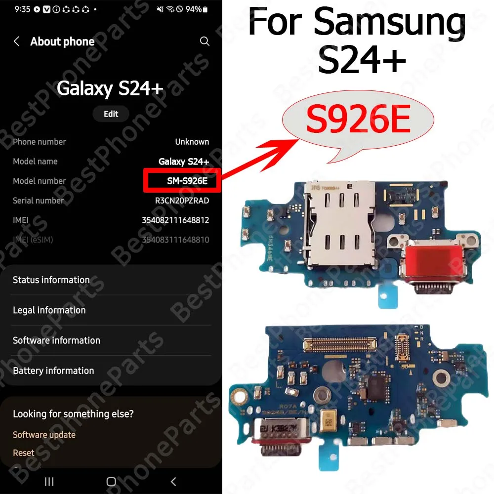 Enhanced Charging Port Board with USB Connector Flex Cable for Samsung Galaxy S24 Series