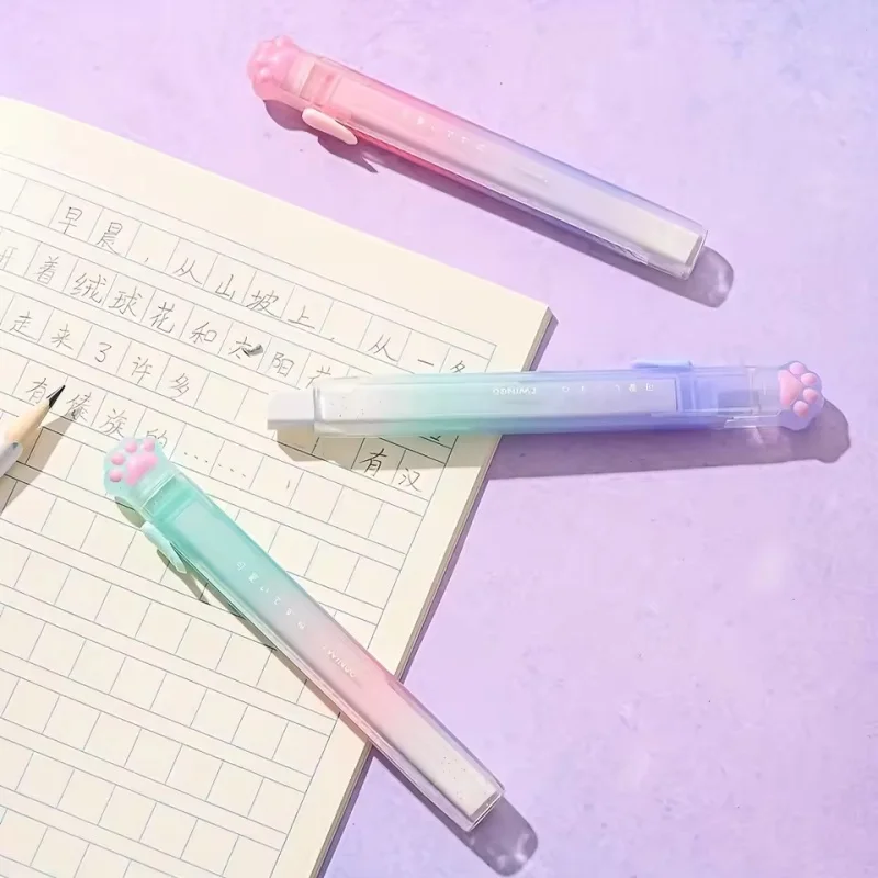 그라데이션 고양이 발 모양 스트레치 지우개, 수정 및 변형 지우개, 흔적 없는 지우개, 학생용 문구 지우개