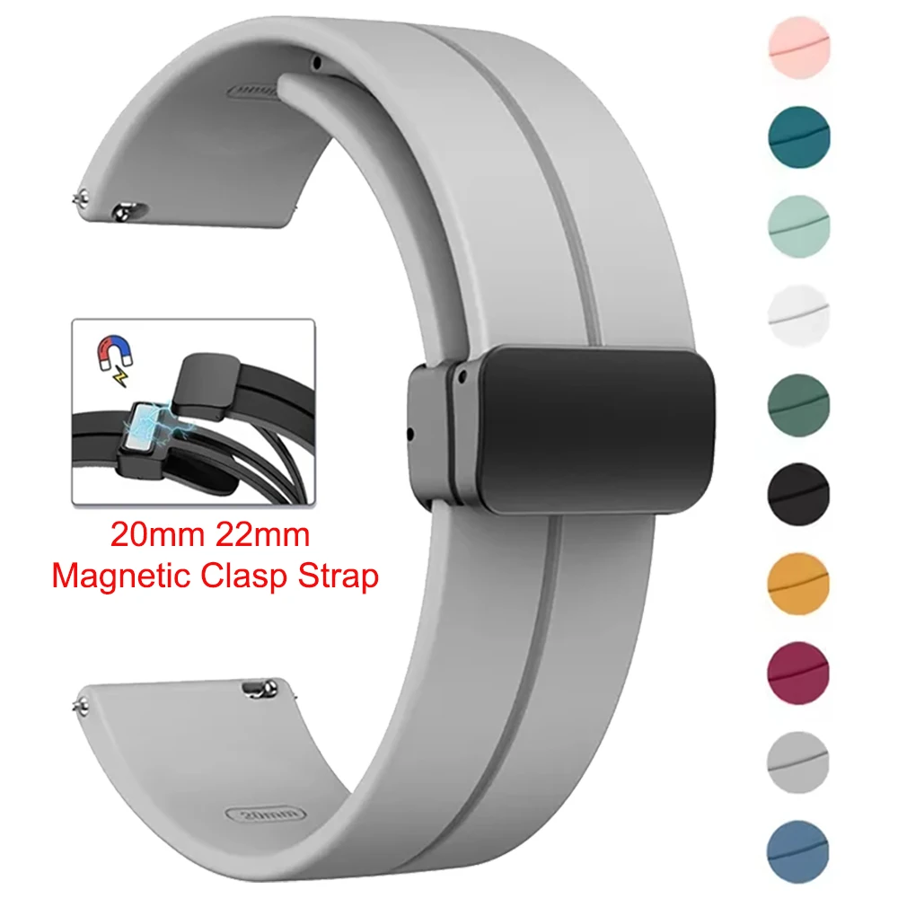 Silicone Magnetic Clasp Sports Watchband - 20/22mm Strap