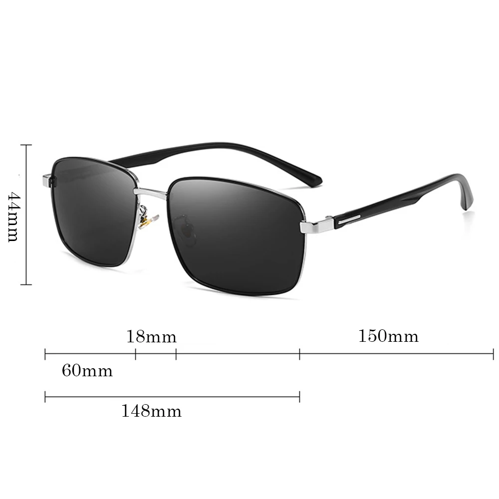 Men's Polarized Sunglasses Cycling Driving Fishing Square Metal Frame