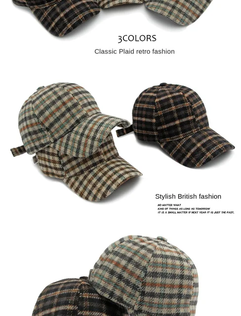 Tartan Cappello Lana Impermeabile Berretto Da Baseball A Quadri