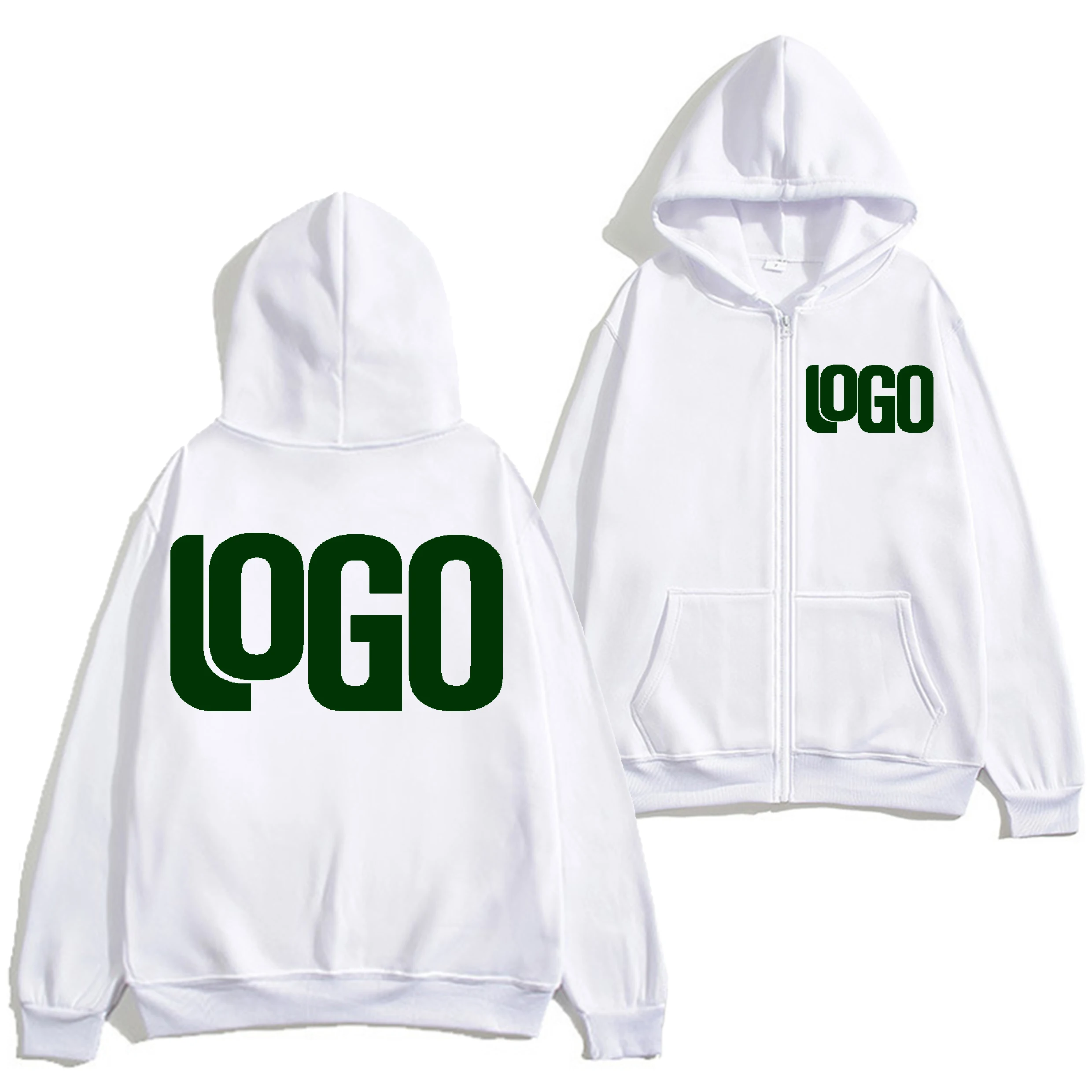 Bricolage personnalisé votre marque LOGO 230GSM nouvelle fermeture éclair automne et hiver décontracté hommes et femmes hauts couleur unie sweat à capuche