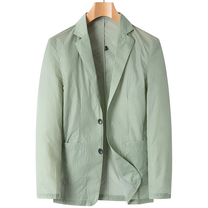 Mens Thin Sunscreen Suit Korean Version Slim Single-Layer Bag Edge Suit Jacket Spring Summer