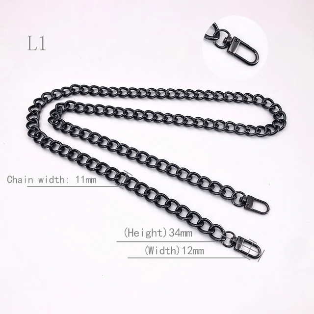 Multicolor Bag Chain Accessories Gold Women's Shoulder Bag Chain Metal Bag Chain Strap Crossbody Bag Parts Belt Chain for bags L01-Gun black
