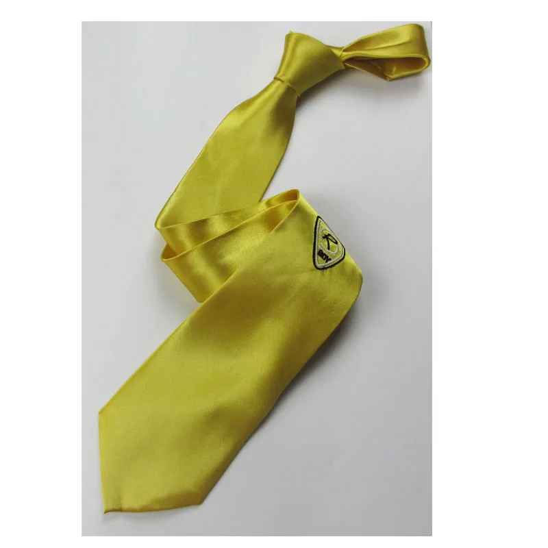 Satin olyester necktie embroidered small gold uniformal boy girl kids cool fashion performance graduate tie school cravate