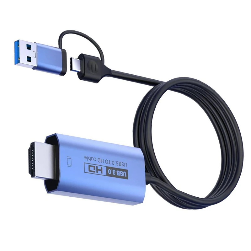 

1080P 60 Гц HD преобразователь USB3.0 в HDMI-совместимый адаптер кабель аксессуар Type-C в HDMI-совместимый
