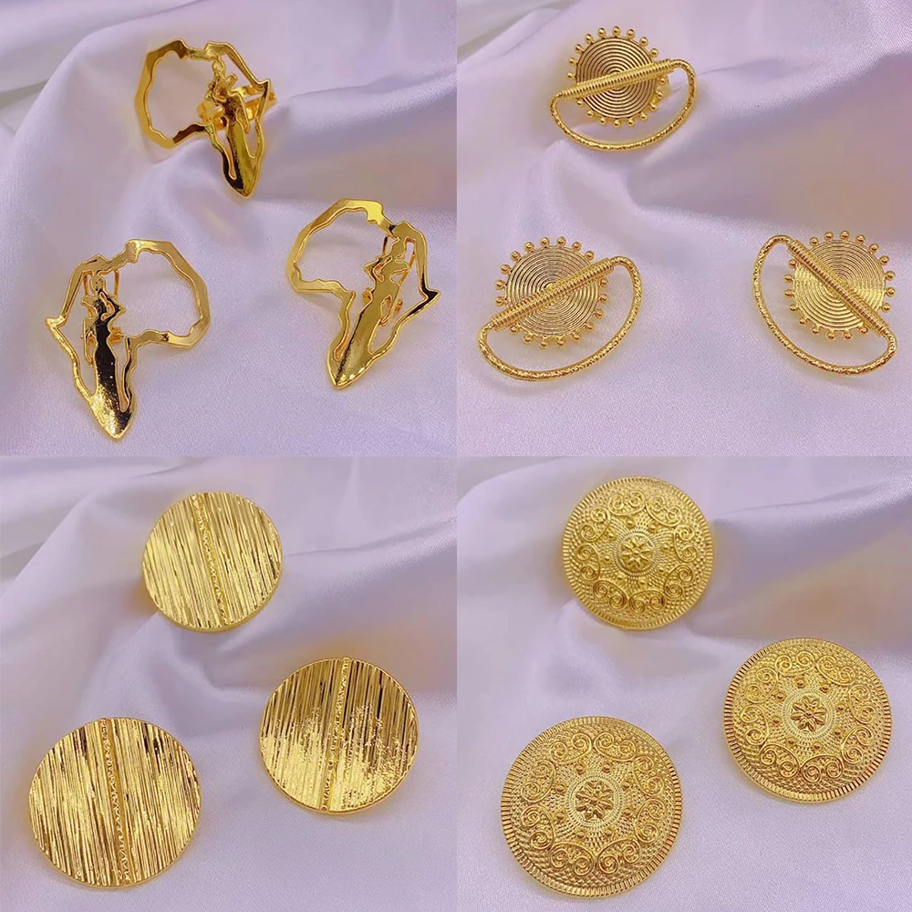 4Sets Jewelry Sets for Women Classic Wedding Gold Color Clip Earrings Adjustable Ring Ladies Birthday Gifts Jewelry Accessories