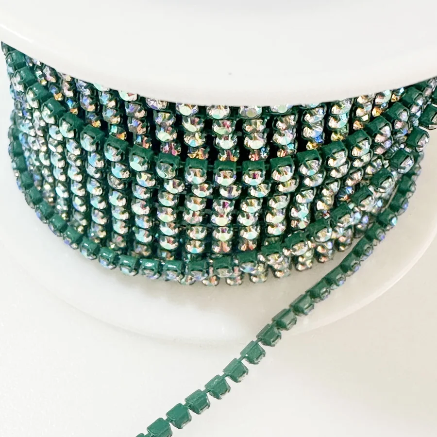 9m Crystal AB Rhinestone Cup Chain with Colorful Glass Bottom
