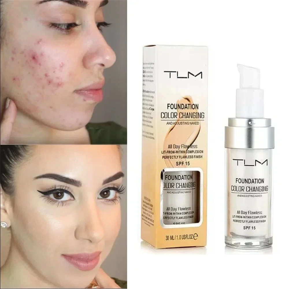 TLM Foundation Magic Color Changing Foundation Liquid Soft Matte Long Lasting Hydrating Makeup Base Maquiagem Makeup