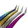 1pc Professional Eyelash Extension Tweezers Tips Golden Stainless Steel High Precision Tweezer for Volume Fans Makeup Tools 1