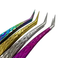 1pc Professional Eyelash Extension Tweezers Tips Golden Stainless Steel High Precision Tweezer for Volume Fans Makeup Tools 1