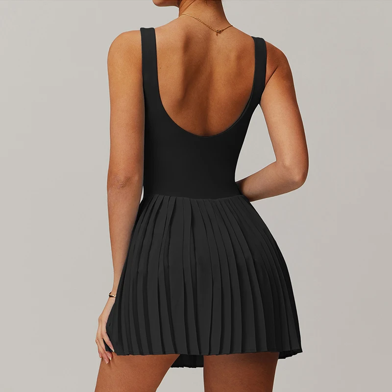 Workout Tennis Dress with Built in Shorts Square Neck Padded Workout Dress with Pockets Golf Athletic Mini Dresses women dress sports clothing