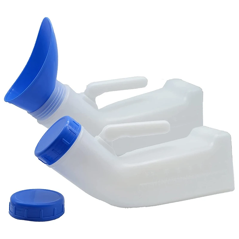 2 Packs Unisex Spill Proof Urinal For Men And Women With Screw Lid