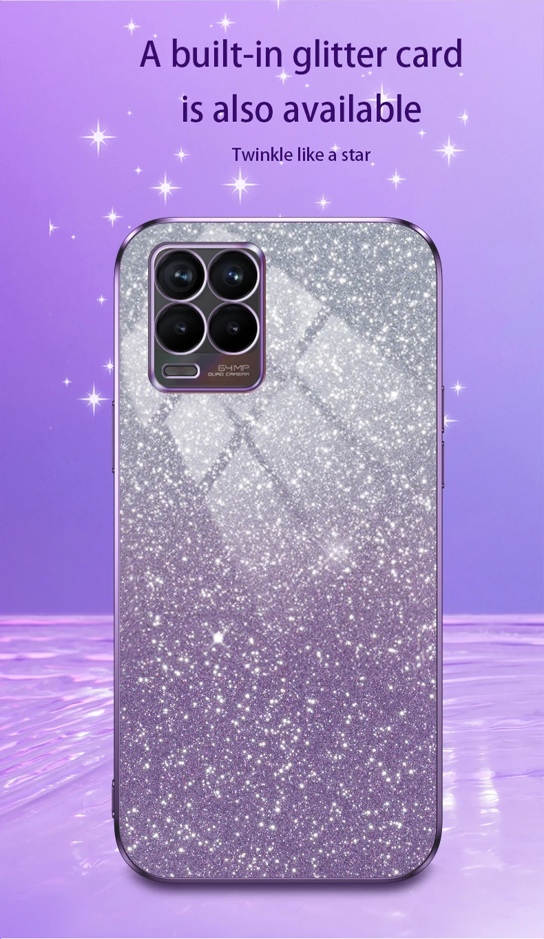 حافظة لينة من البولي يوريثان لهواتف OPPO Realme 8 ، 4G ، ترف ، بالكهرباء ، بريق ، غطاء خلفي شفاف ، Realme 8 Pro