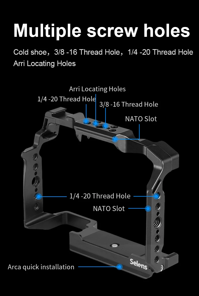 Camera Full Cage for Lumix S5ll/IIX with Multiple Expansion Holes Aluminum Alloy