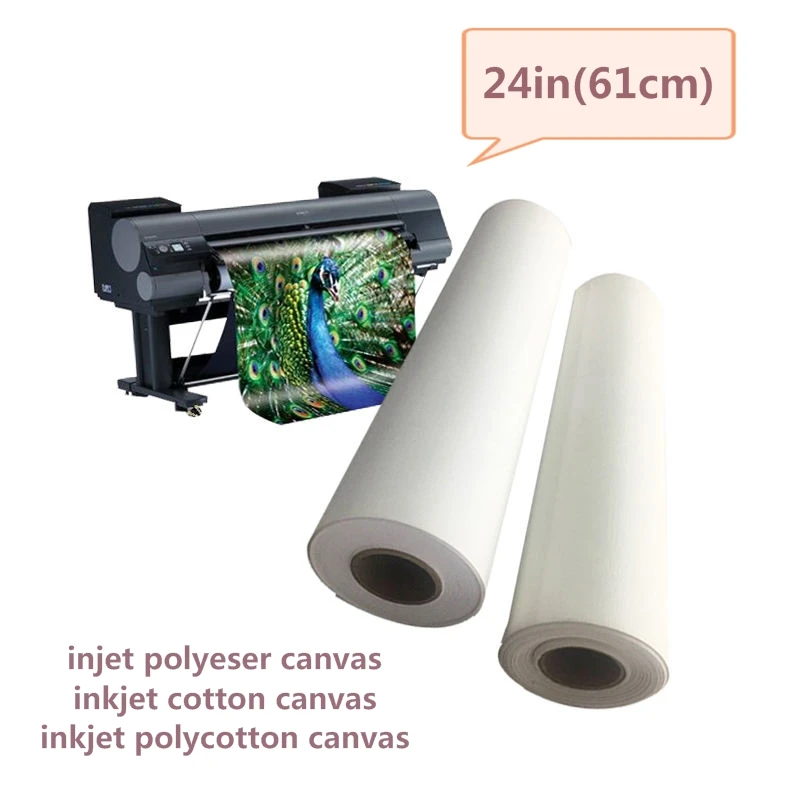 24 inch 61cm wide inkjet canvas rolls inkjet printable blank cotton polyester canvas