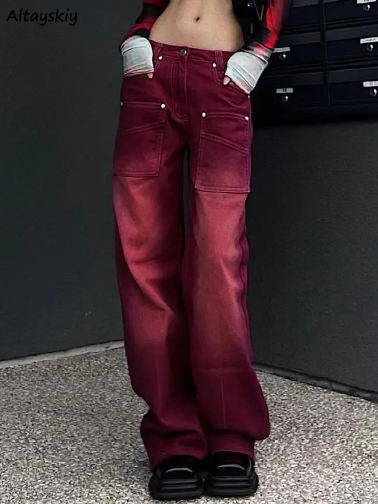 

Jeans Women Vintage Washed American Low Waist Y2k Chic Streetwear Fashion Young All-match Casual Straight Denim Autumn New