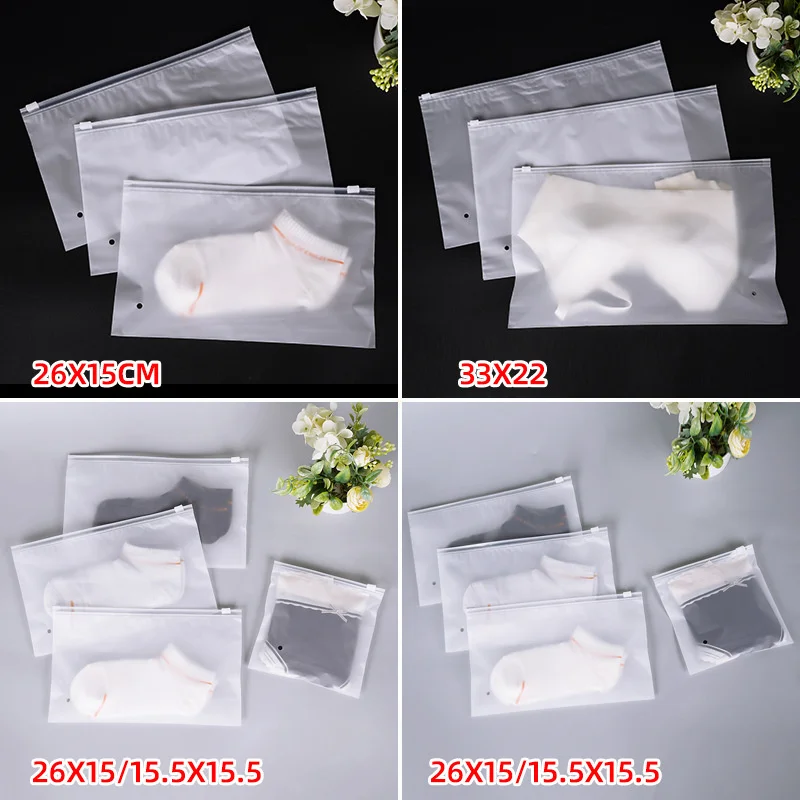 StoBag Frosted Matte Plastic Clothing Packaging Zipper Bag Zippered Shipping Sealed Underwear Socks Storage Reusable Pouch 5
