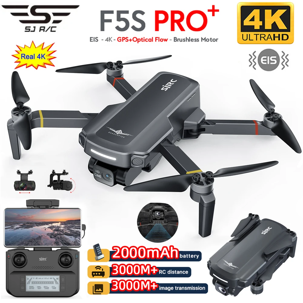 SJRC F5s PRO + GPS Дрон с камерой HD 4K профессиональные дроны EIS бесщеточный двигатель флв Дрон дистанция 3 км Радиоуправляемый квадрокоптер VS F22S