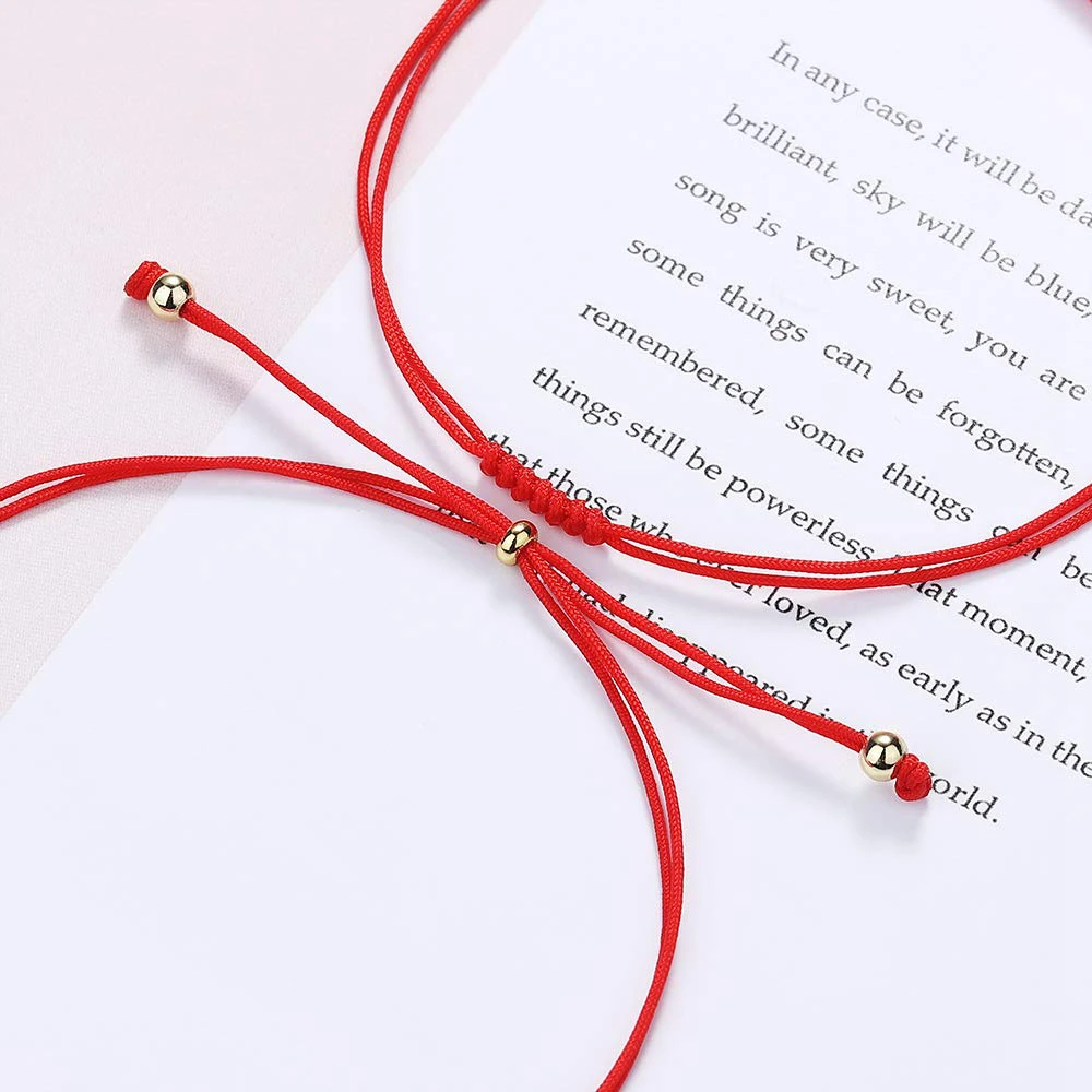 7 Knot Lucky Red String Bracelet With Initial - Adjustable Kabbalah Protection Amulet For Women & Men - View #2