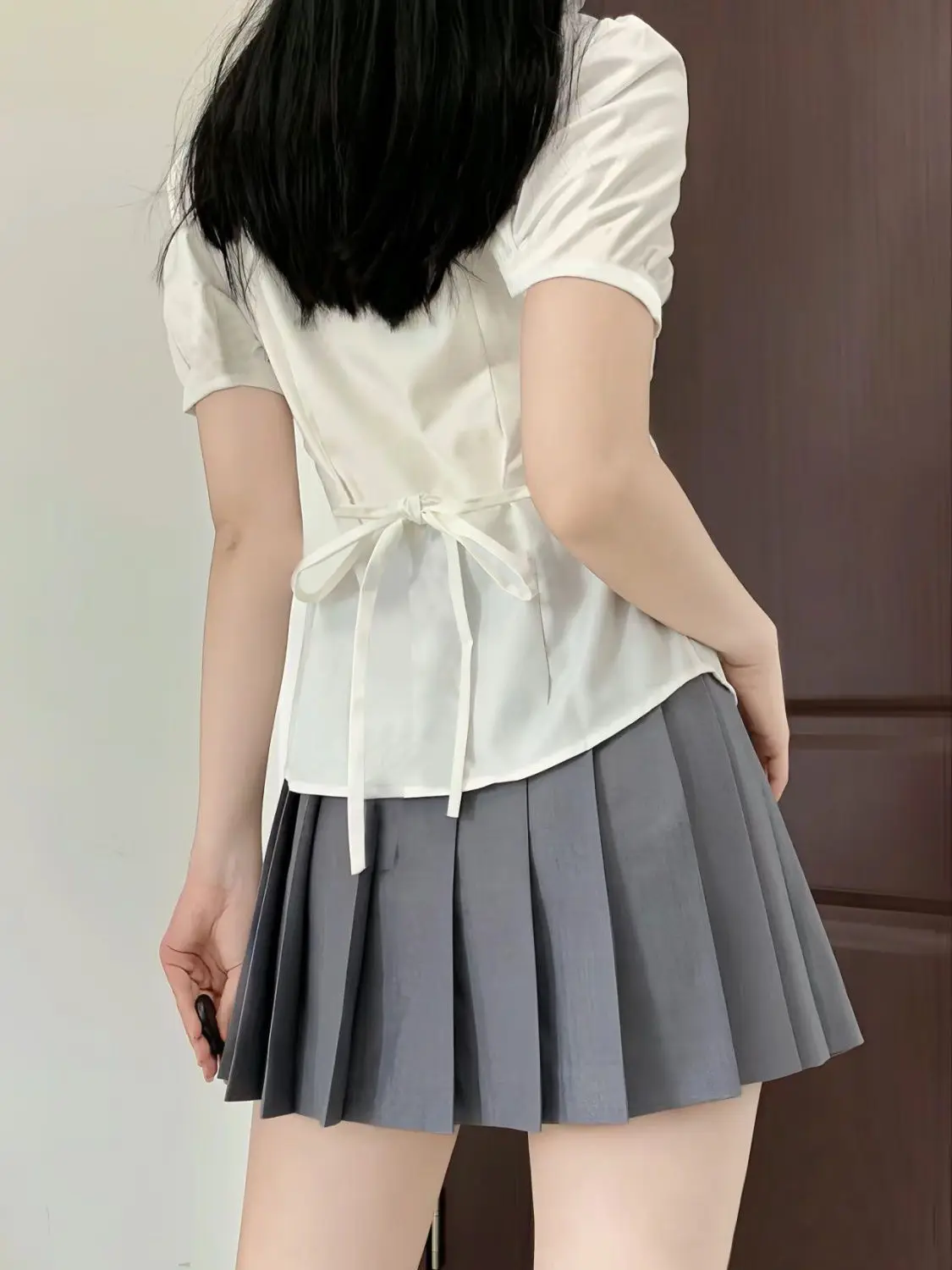 plus Size 200 Pou Extra Large White College Sle JK orm irt Waist Cinching Belted Slimming Effect  Collar irt