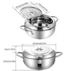 Japanese Deep Fryer With Thermometer and Lid 304 Stainless Steel Kitchen Tempura Fryer Pan Fryer Without Oil Frying Pan Fryer 6