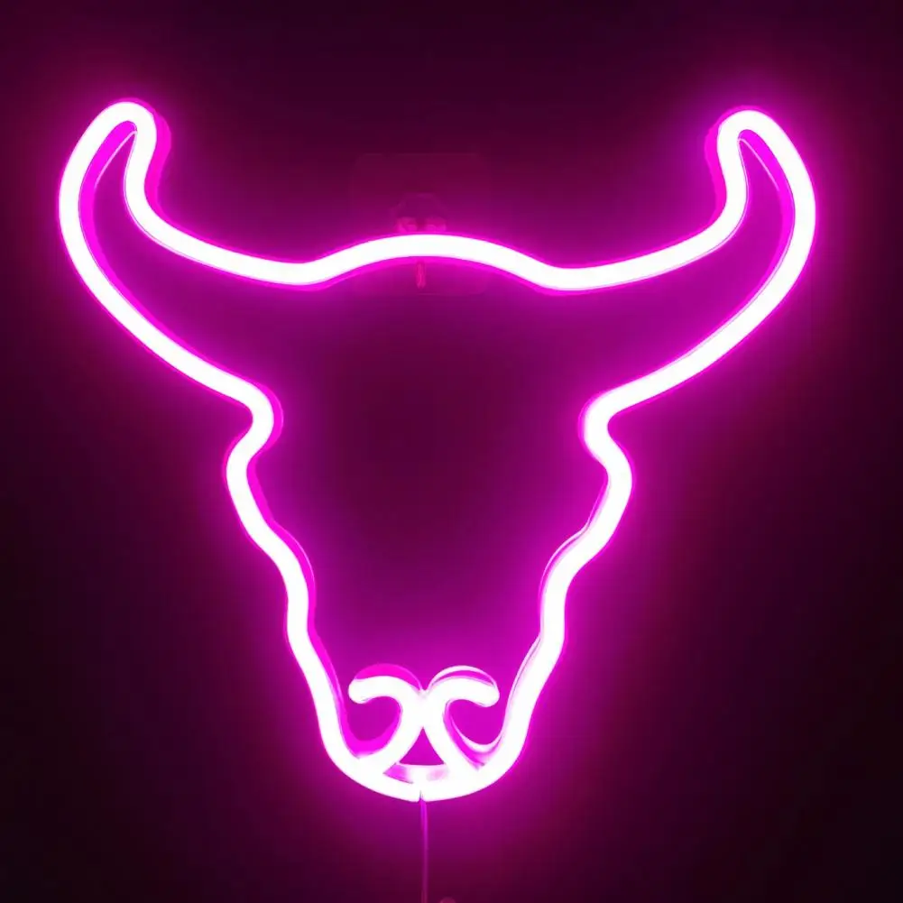 Led Neon Lamp Bedside Lamp Non-glaring Flicker Free Bull Head Neon Sign Lamp Usb/battery Operated Desktop Decoration 3 Years