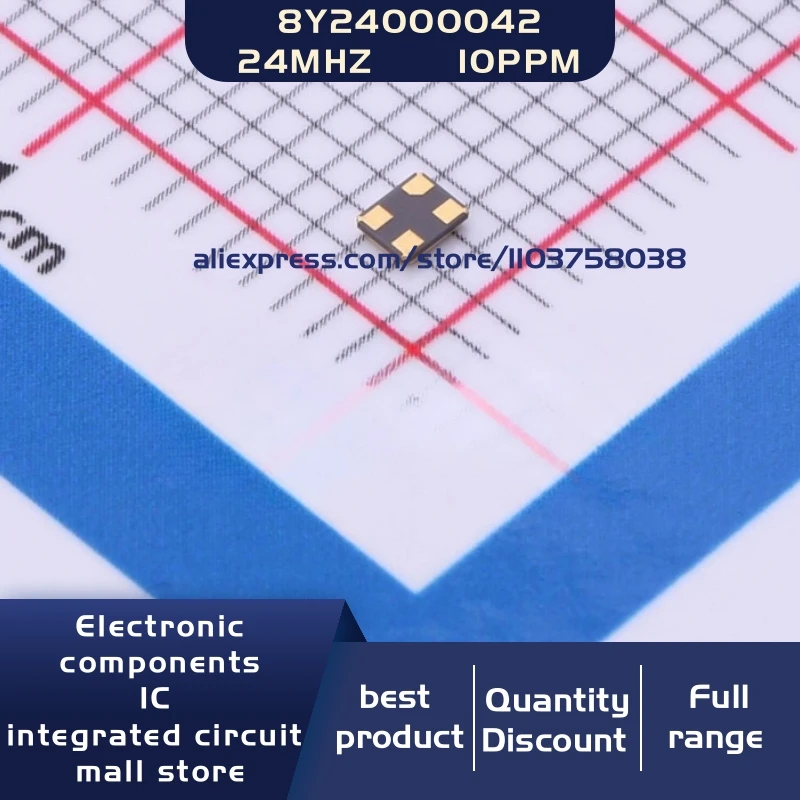 50개/묶음 8Y24000042 24MHz ±10ppm 8pF 2016 4P 크리스탈 발진기 공진기 4-SMD 재고 있음