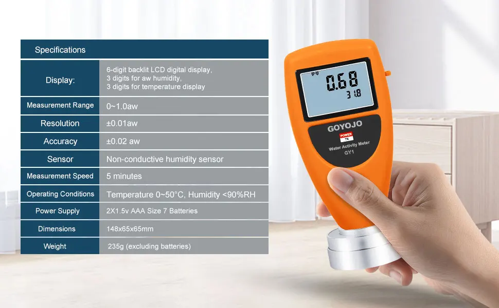 Digital Water Activity Meter Food Water Activity Tester Precision 0aw~1.0aw Opti
