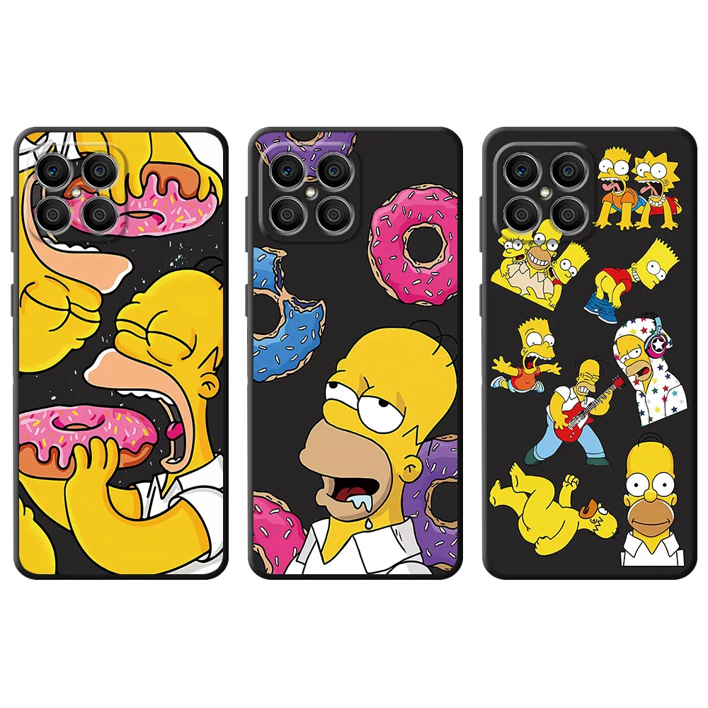 Homer Jay Disney The Simpson Custodia Per Telefono Per Huawei Honor X8 90 X7 X6A 70 Magic5 Pro X9A P30 P20 Pixel 7 6 Soft Funda Black Cover
