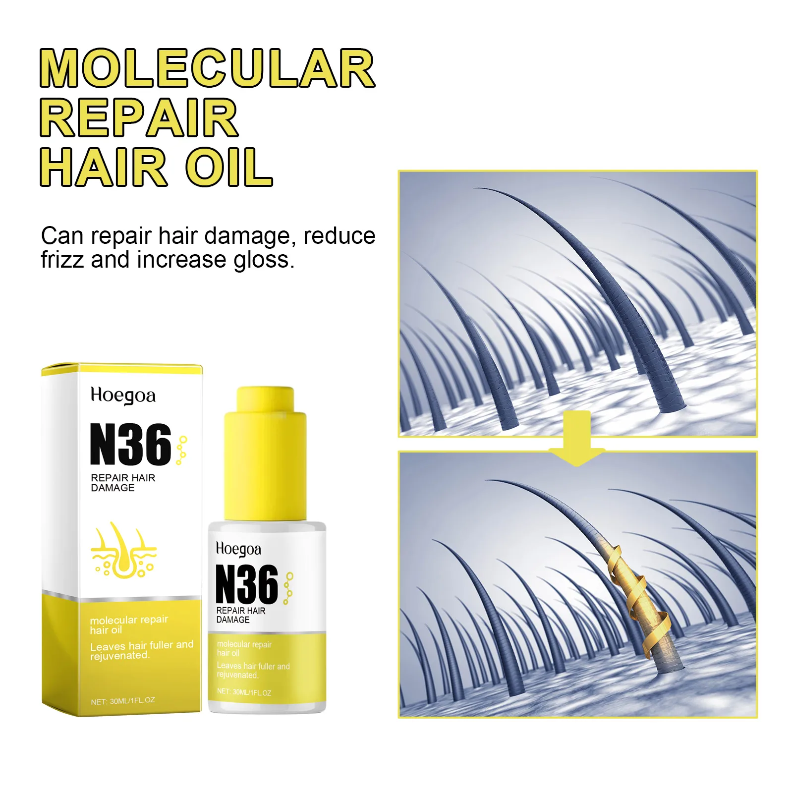 Hair Care Essential Oil - Improves Dry, Damaged Hair from Heat Styling & Coloring, Strengthens Hair, Nourishes for Smoothness