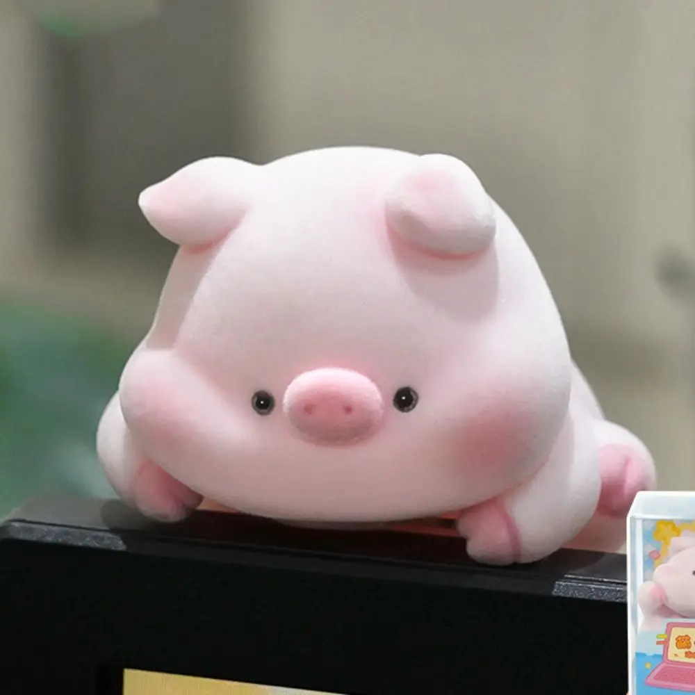 Flocking Computer Monitor Decoration Desk Ornament Panda Dog Screen Animal Model Rabbit Computer Display Center Console Doll