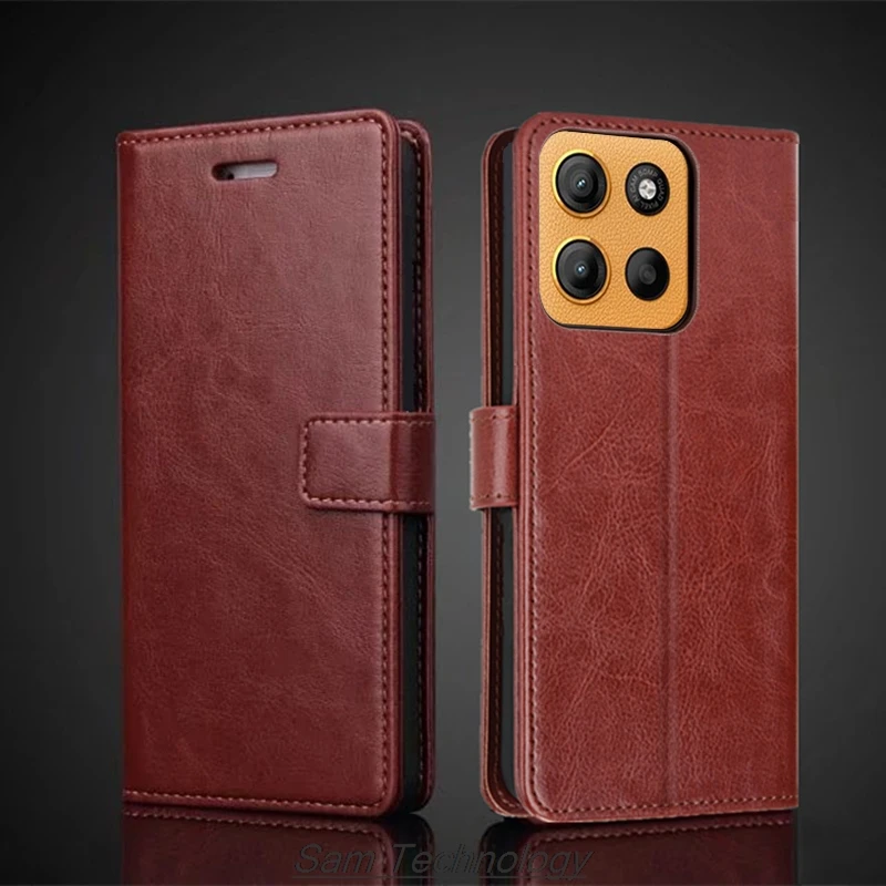Premium PU Leather Flip Wallet Card Holder Case - Retro Business Cover