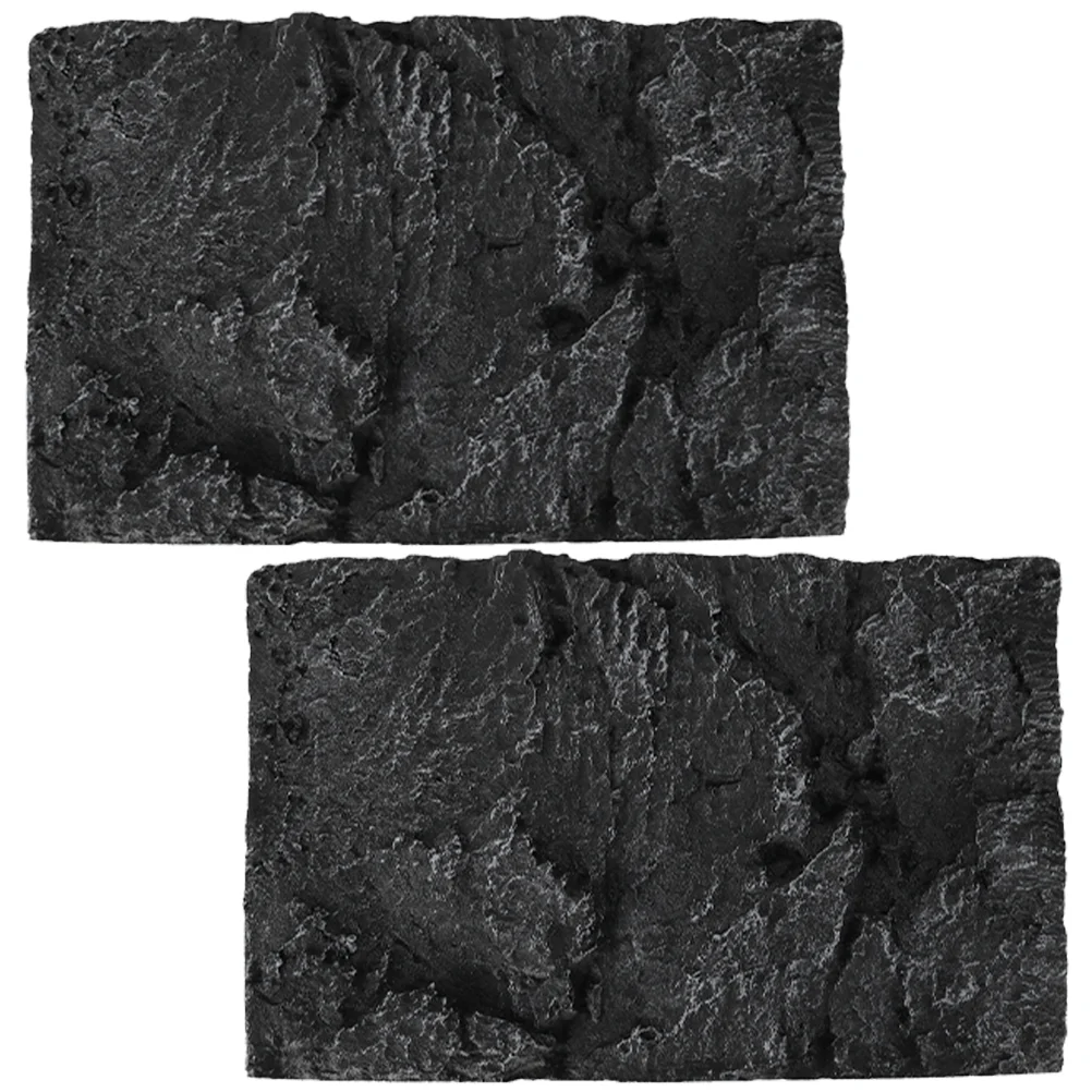 

2 Pcs Reptile Box Backdrop Aquarium Rocks Fish Tank Decorative Terrarium Background Crawl