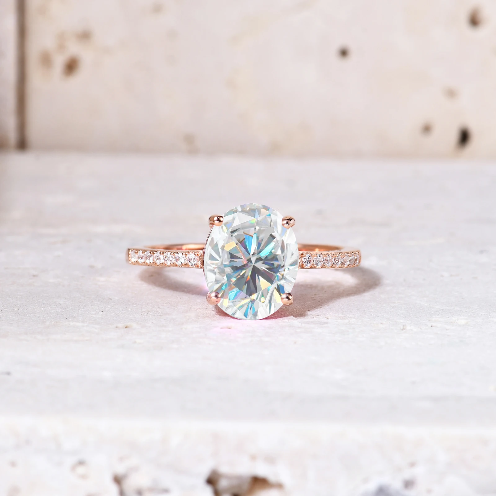 1.5ct Moissanite Engagement Ring - D Color VVS1 Clarity In 18K Gold Plated Sterling Silver