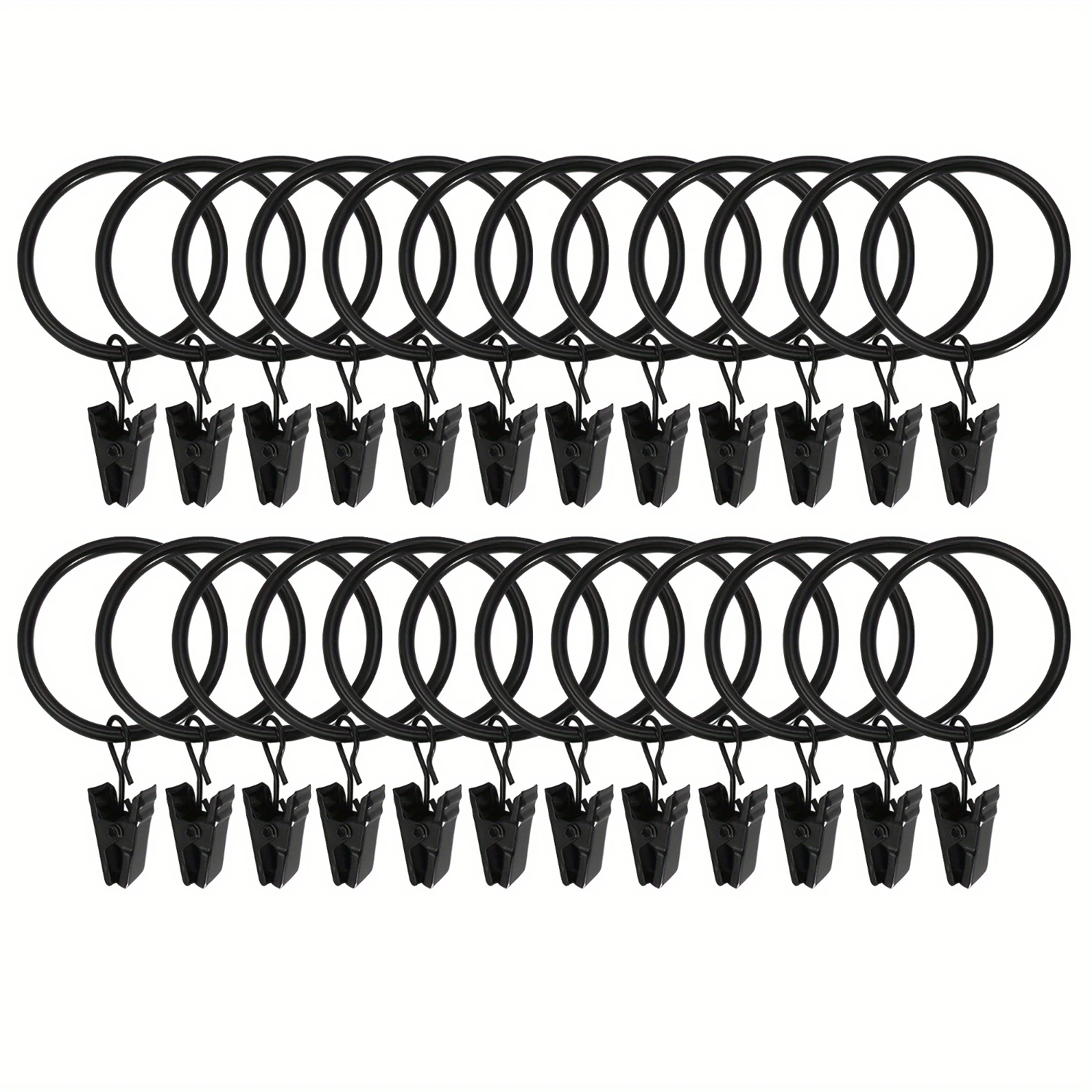 Vintage-Style Metal Curtain Rings With Clips-12/24 Piece, Decorative Drapery , Rustproof Rod Holders For & Office Versatile C