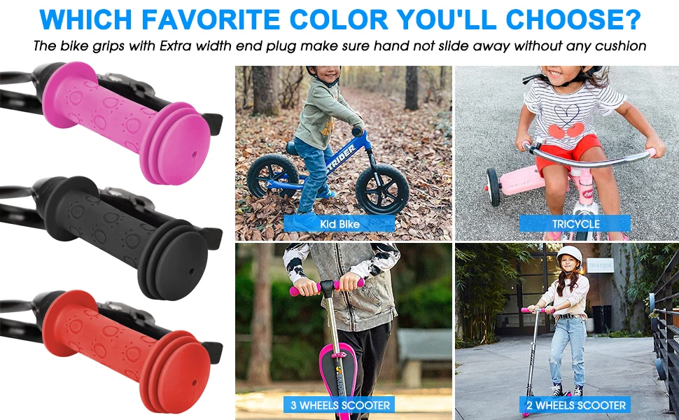 Description Picture 3 of item2 Pcs Rubber Bike Bicycle Handle Bar Grips Anti-slip Waterproof Tricycle Scooter Handlebar For Kids Child Cycling Handle Bars