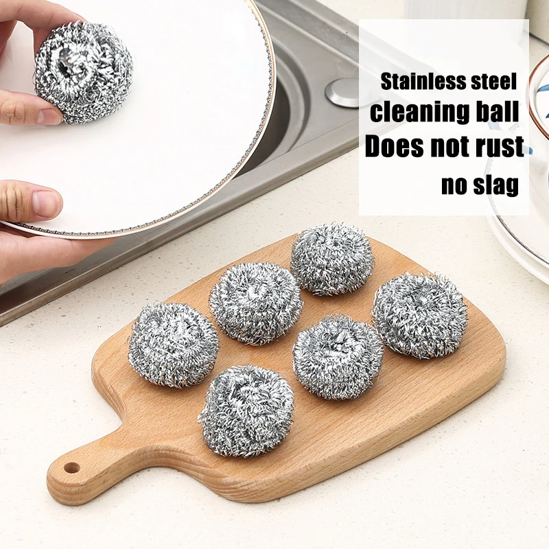 

NEW 6pcs Stainless Steel Scouring Ball Cleaning Set Scouring Sponge Cleaning Metal Scrubber Ball Scouring Pad