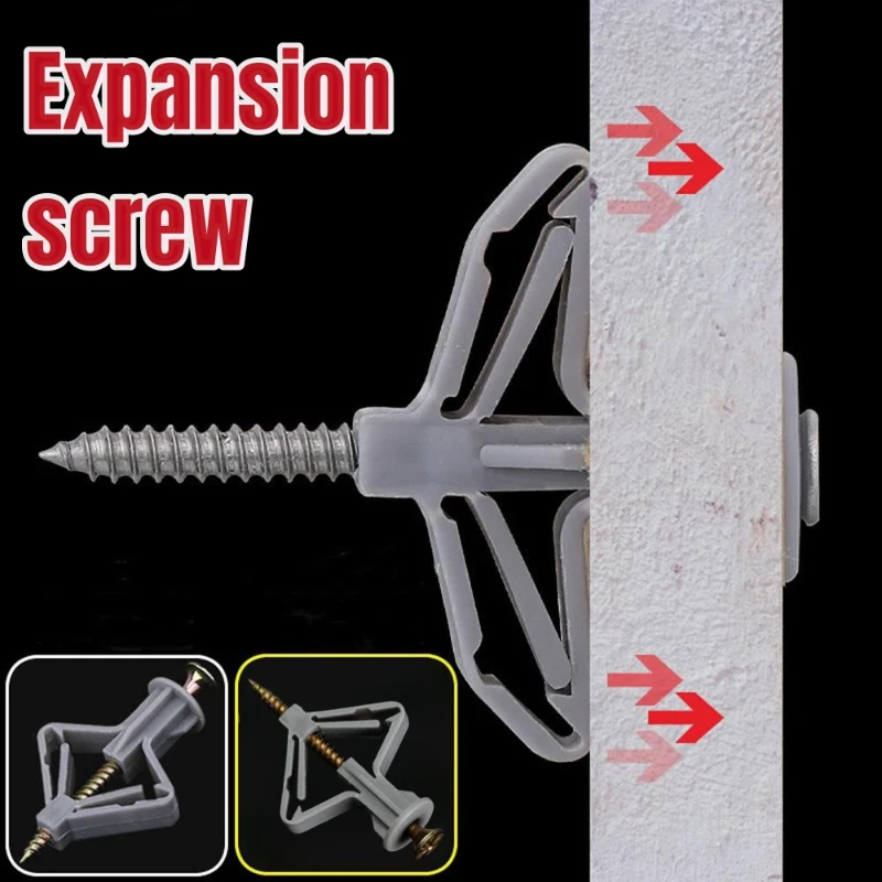 50Sets m3.5 Hollow-Wall Anchors Drywall Anchor Kit With Screws Expansion Tube Pipe Self Drilling With Zinc Plated Screws