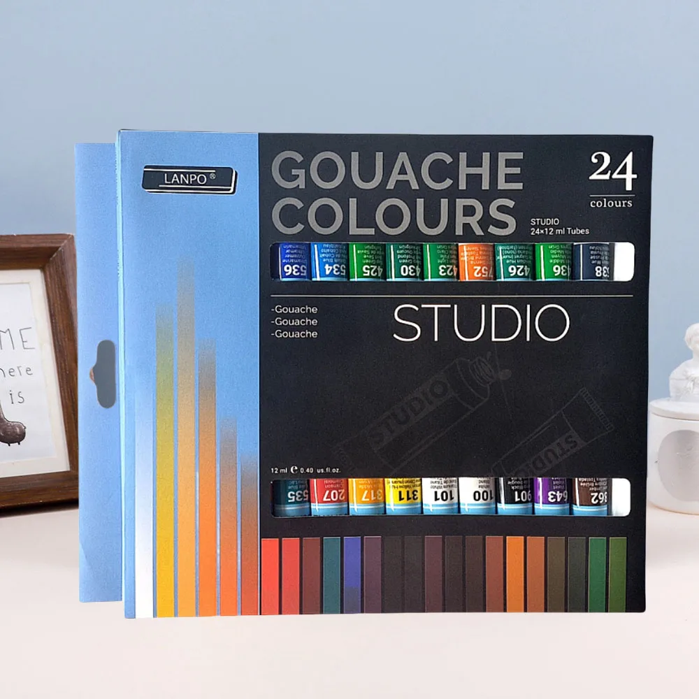 24 Farben / 12 Farben Gouache-Farbe 12ml Tube Gouache Graffiti Werbefarbe Malerei-Farbe – Detail 8