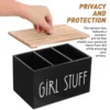 Sanitary Napkin Storage Box Tampon Holder Cotton Swab Container Pad Wooden Box Bathroom Laundry Feminine Product 6