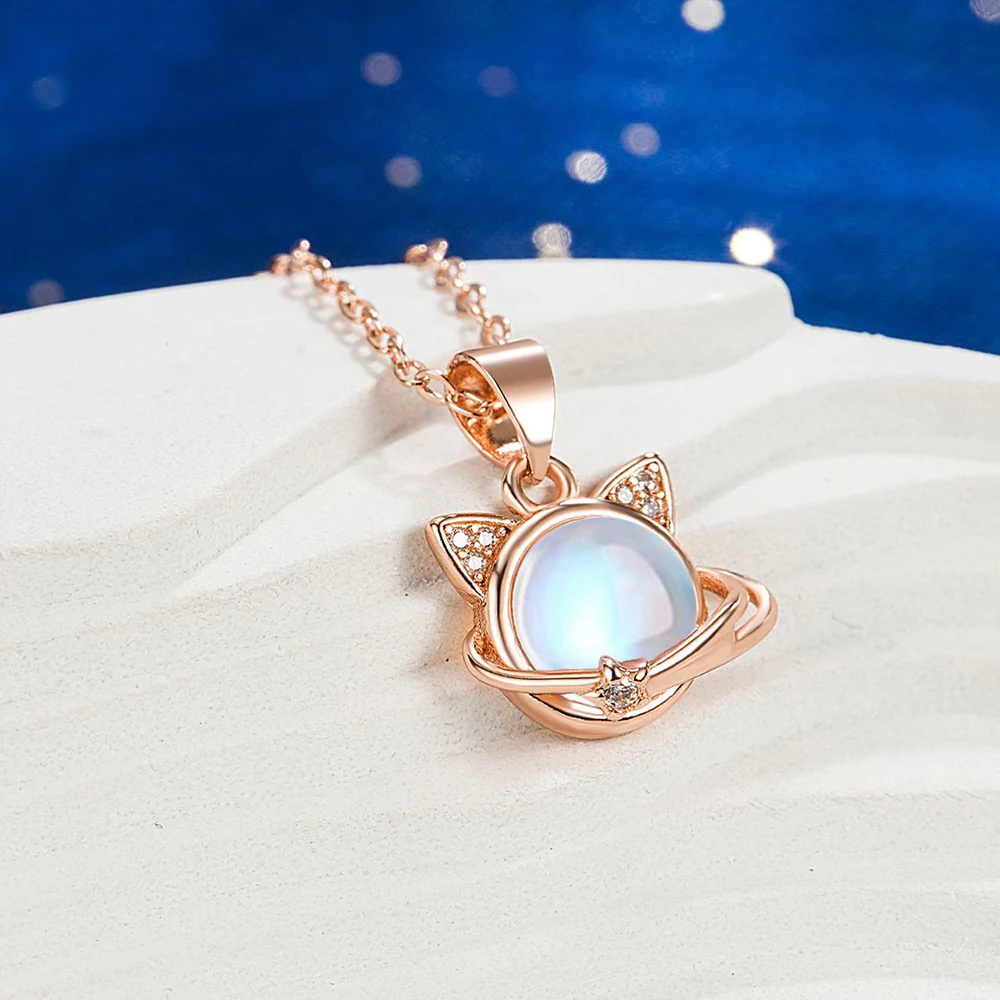 Jewelry Women's Fashion 925 Sterling Silver Opal Moon Crystal Earrings Necklace Set - PeticaDeals