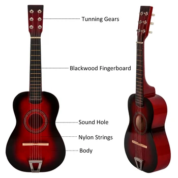 21 Inch Acoustic Guitar Classical Acoustic Guitar Small Size Portable Wooden Guitar for Children Beginner Adult Teen 4