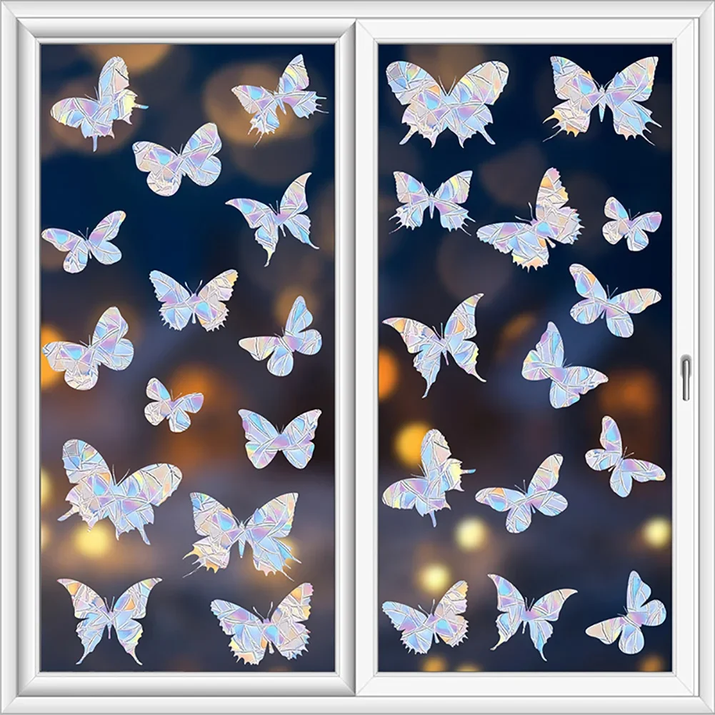 Rainbow Window Stickers Colorful Birds Butterflies Moons Stars Window Suncatcher Sticker DIY Electrostatic Sticker Dreamy Effect