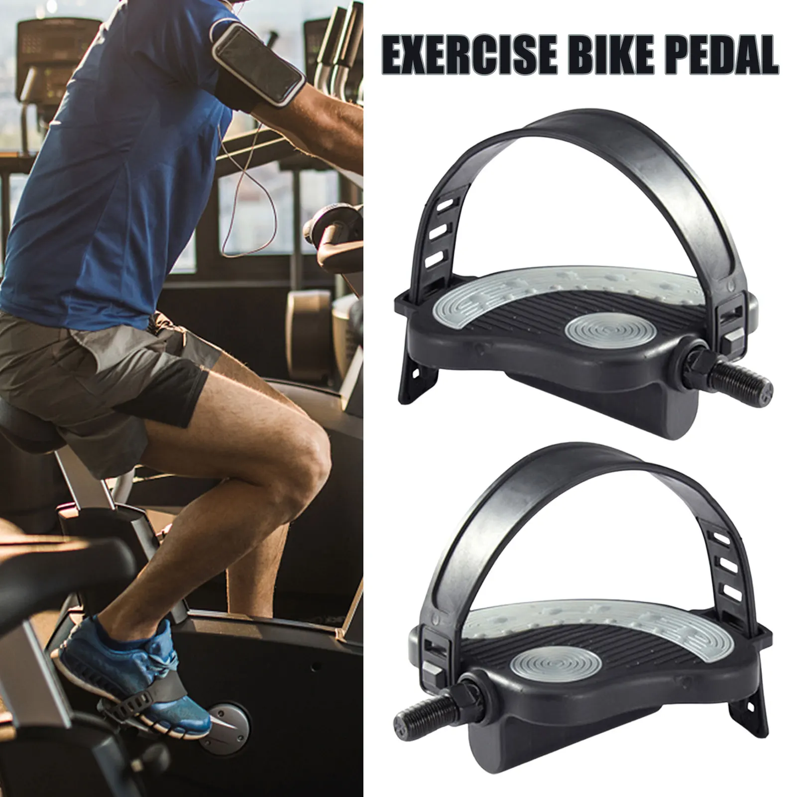 Bike Pedal Set Anti-slip Pedal Strap Universal For Exercise Training Bike Parts Replacement Stationary Pedals