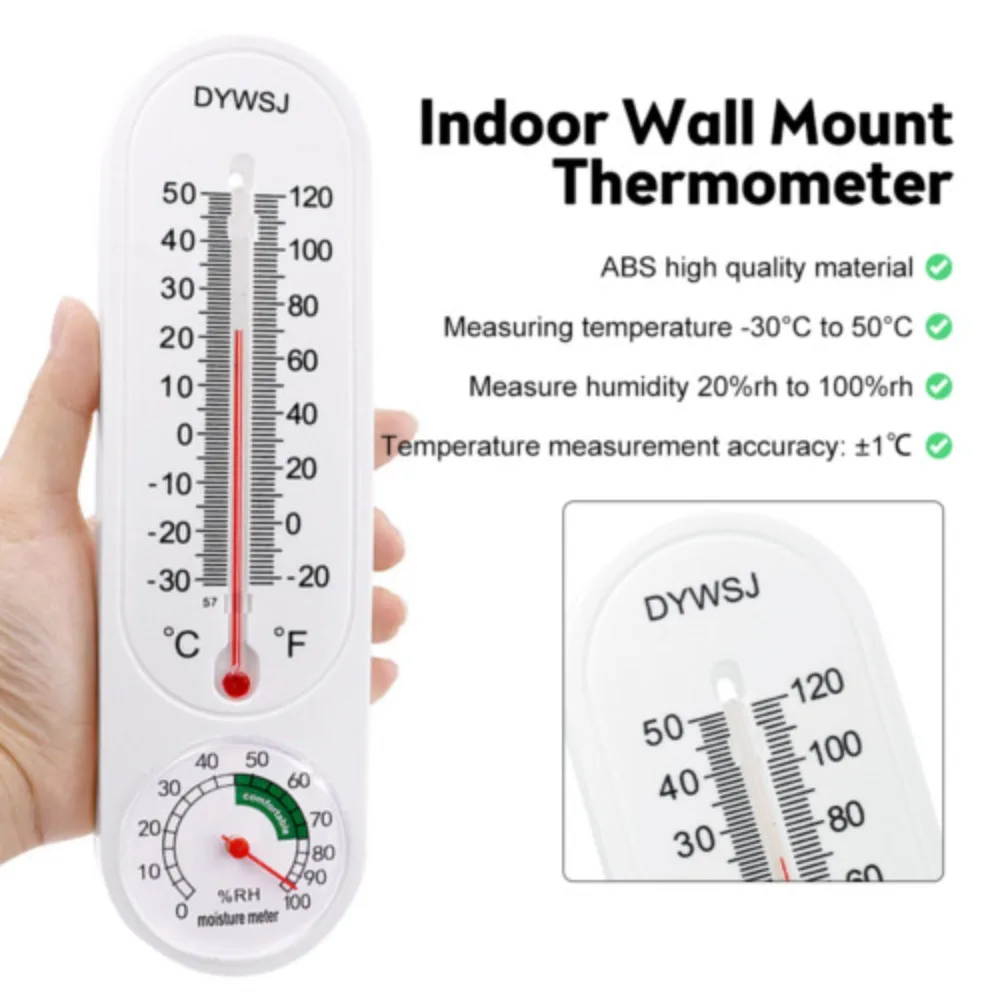 Wall Mounted Thermometer Plastic Accurate Home Humidity Meter Garden Temp Meter Indoor Outdoor