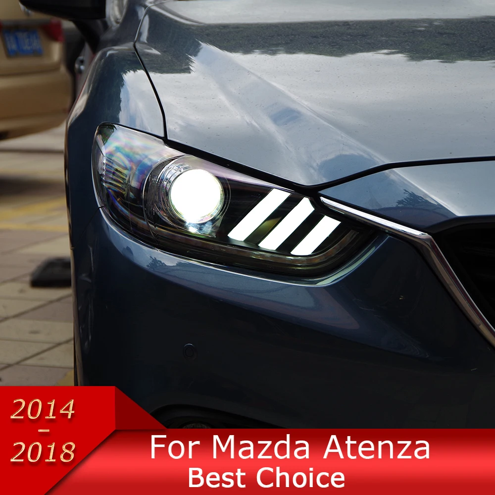 

Автомобильные фары для Mazda 6 Atenza 2013-2016 годов, улучшенная сборка, дизайн Mustang, динамические бифокальные линзы, аксессуары