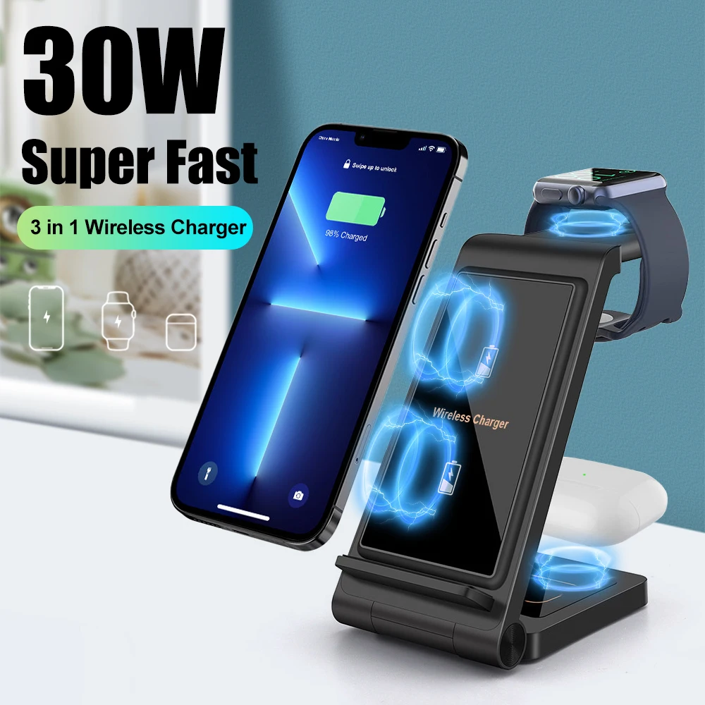 

Беспроводное зарядное устройство 3 в 1, 15 Вт, подставка для Apple Watch 8 6 SE 5 Airpods Pro, док-станция для быстрой зарядки для iPhone 14 13 12 11 XR X 8