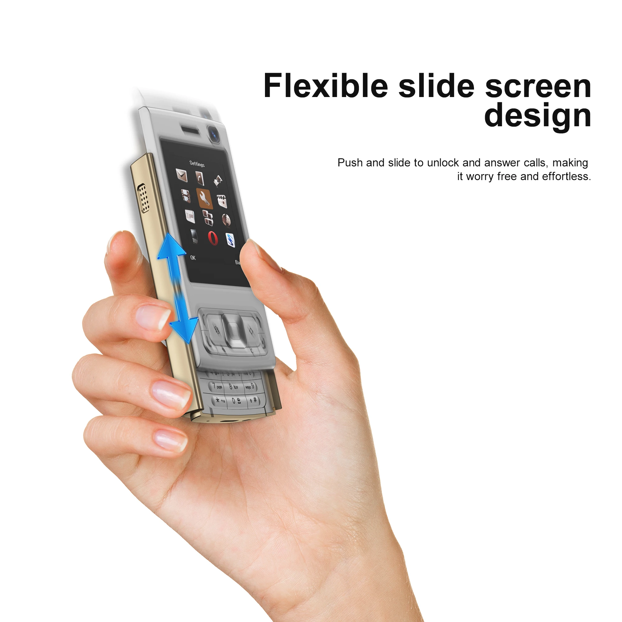 SERVO N95 PRO Slide Screen Mobile Phone Call Recording Magic Voice MP4 Player Speed Dial Blacklist FM Radio 2G Feature Cellphone